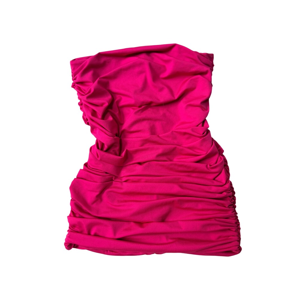 Oh Polly Ruched Mini Skirt Hot Pink Bodycon Size 6